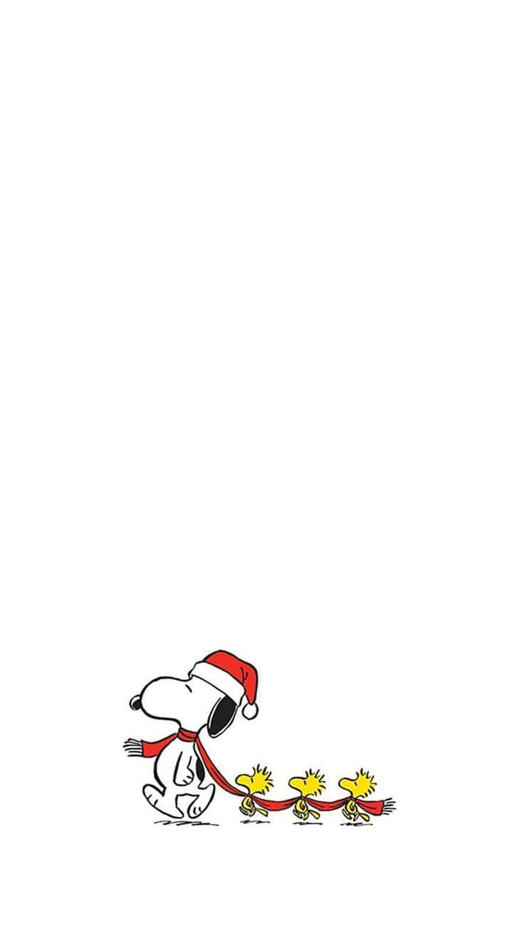 Cute Snoopy Christmas With Woodstock Wallpaper
