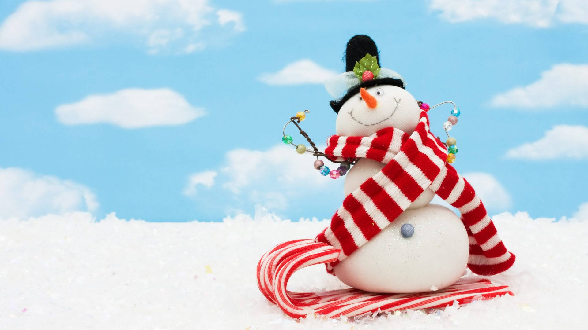 A cozy winter day with a cute snowman! Wallpaper