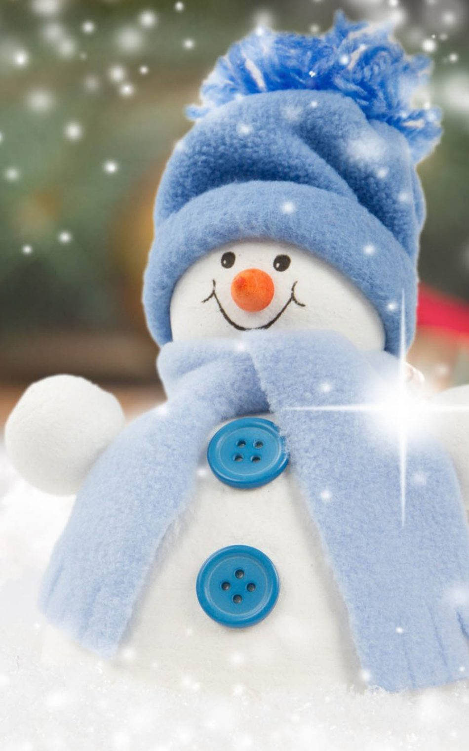 Sparkling Blue Cute Snow Man Wallpaper