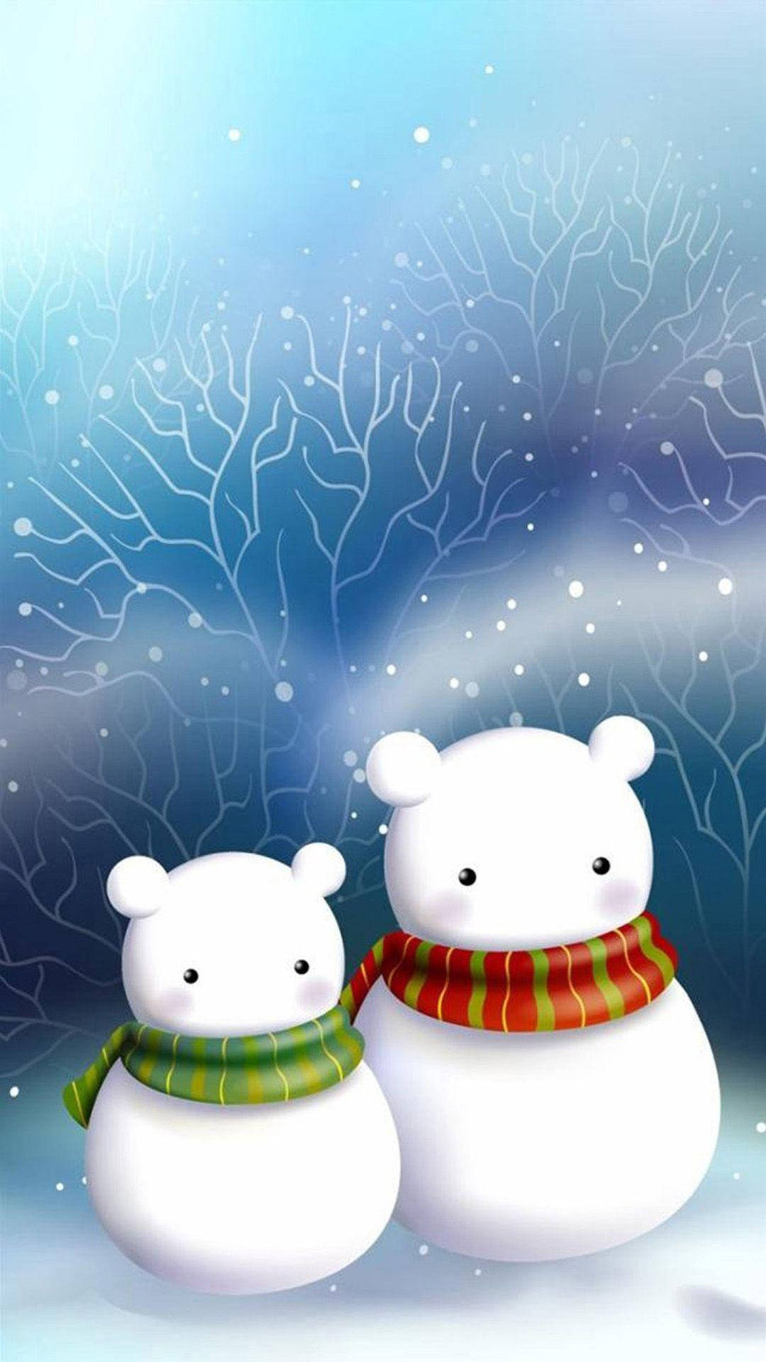 Cute Snow Couple Wallpaper