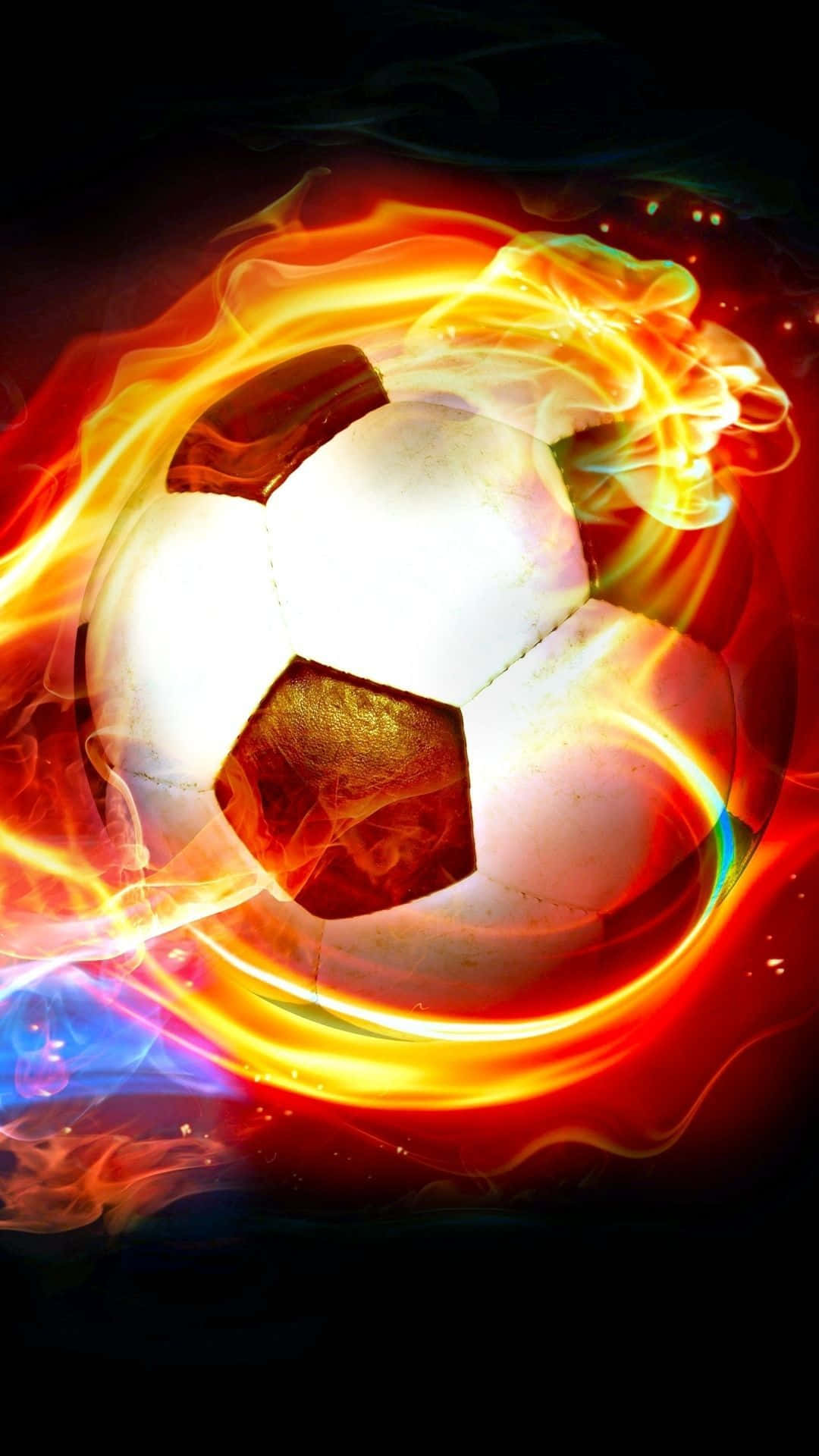 A Soccer Ball In Flames On A Black Background Wallpaper