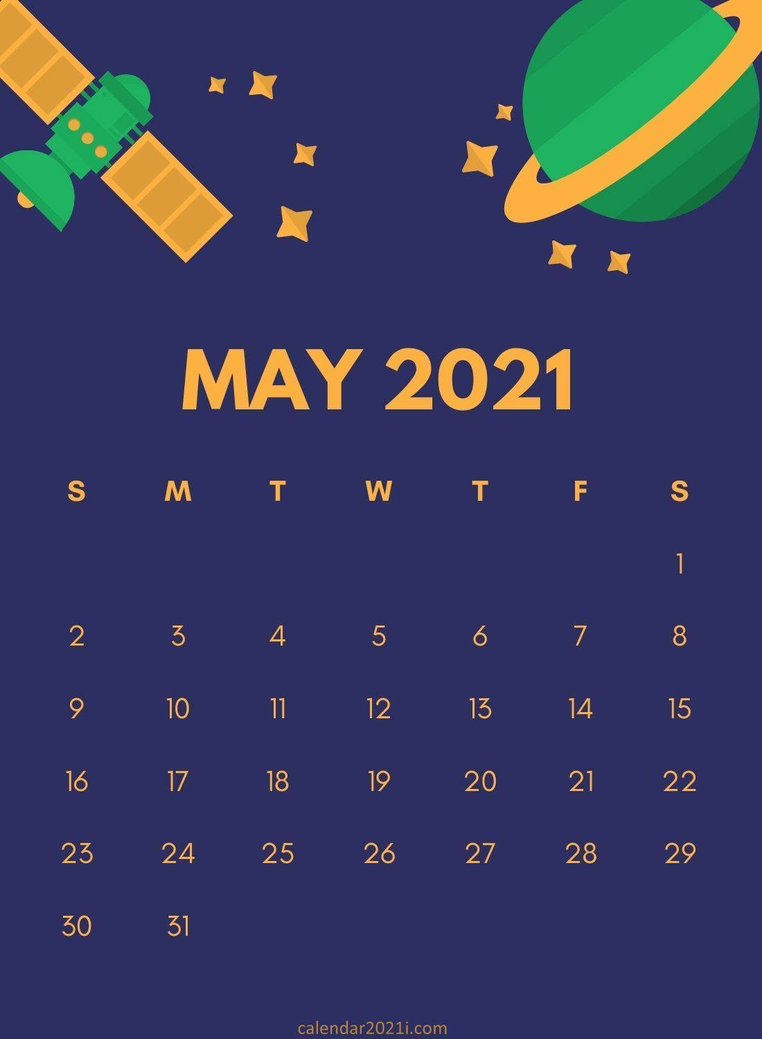 Cute Space Art May 2021 Calendar