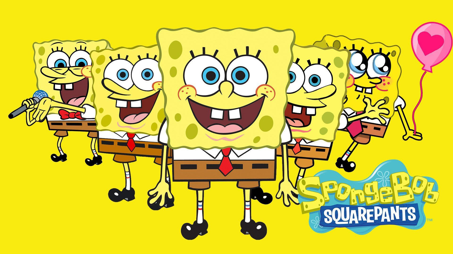 Sjove SpongeBob ansigter i fem udtryk Posters stil Wallpaper