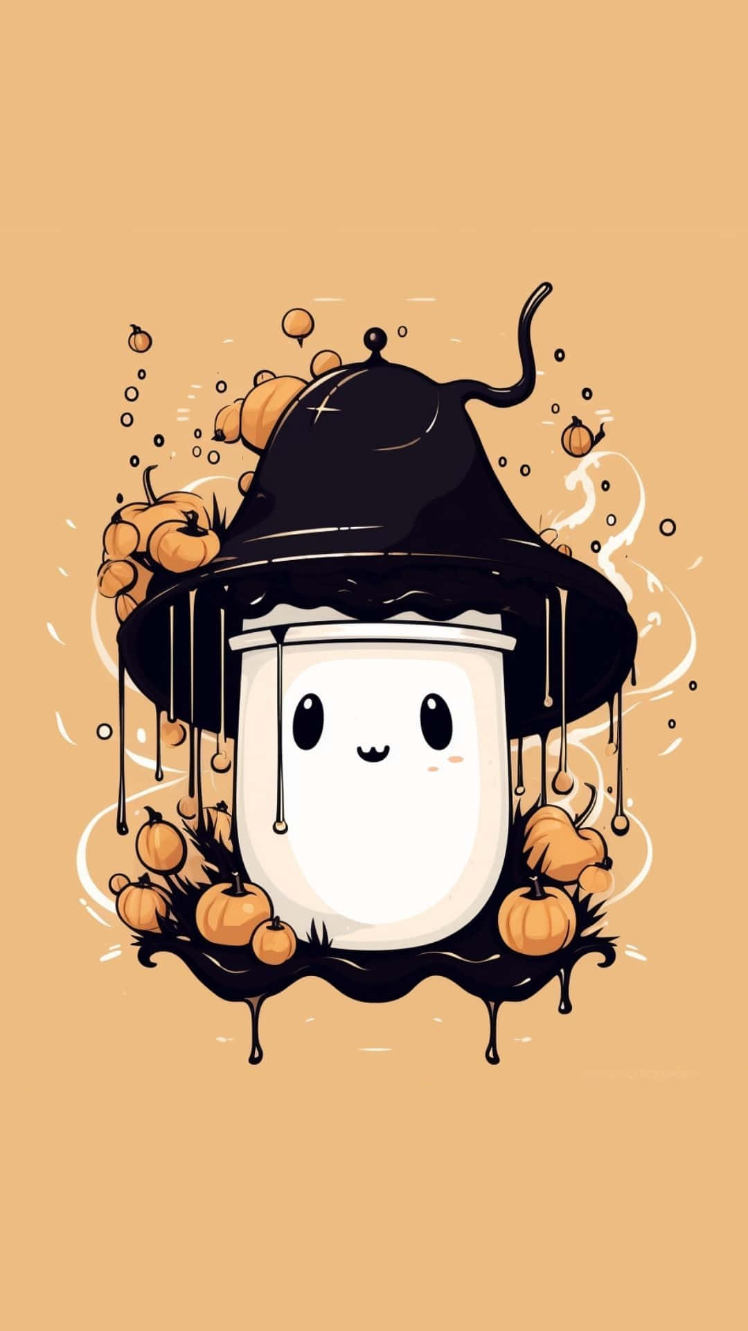Cute Spooky Ghostin Witch Hat Wallpaper