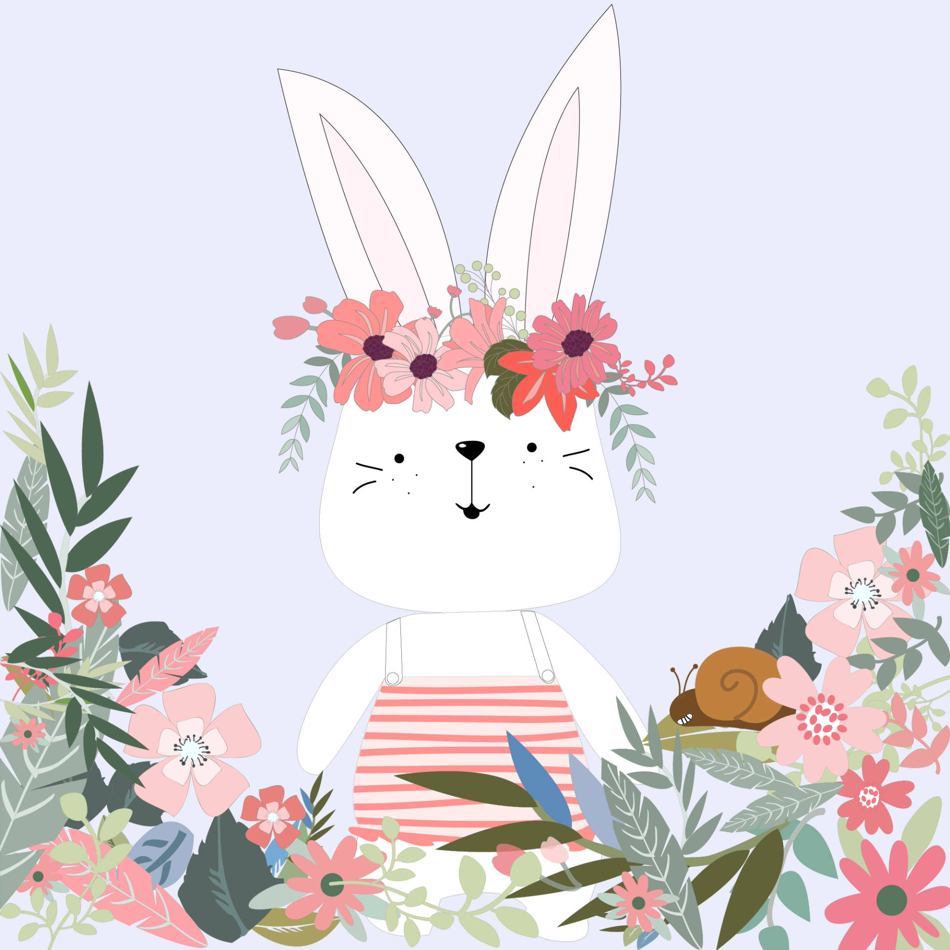Cute Spring Cartoon Bunny Wallpaper