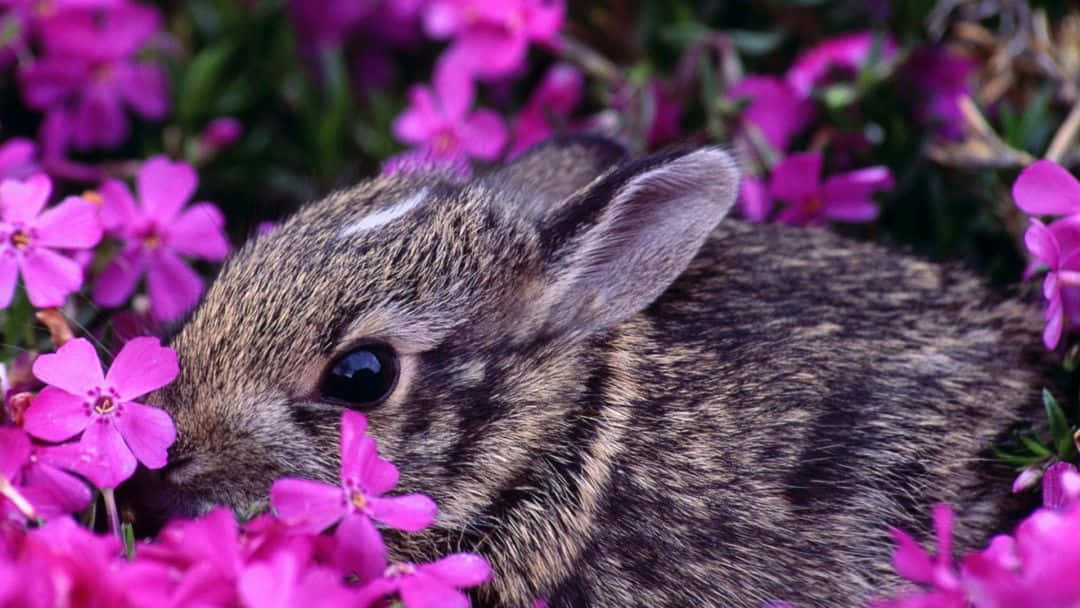 Gray Bunny Cute Spring Desktop Wallpaper