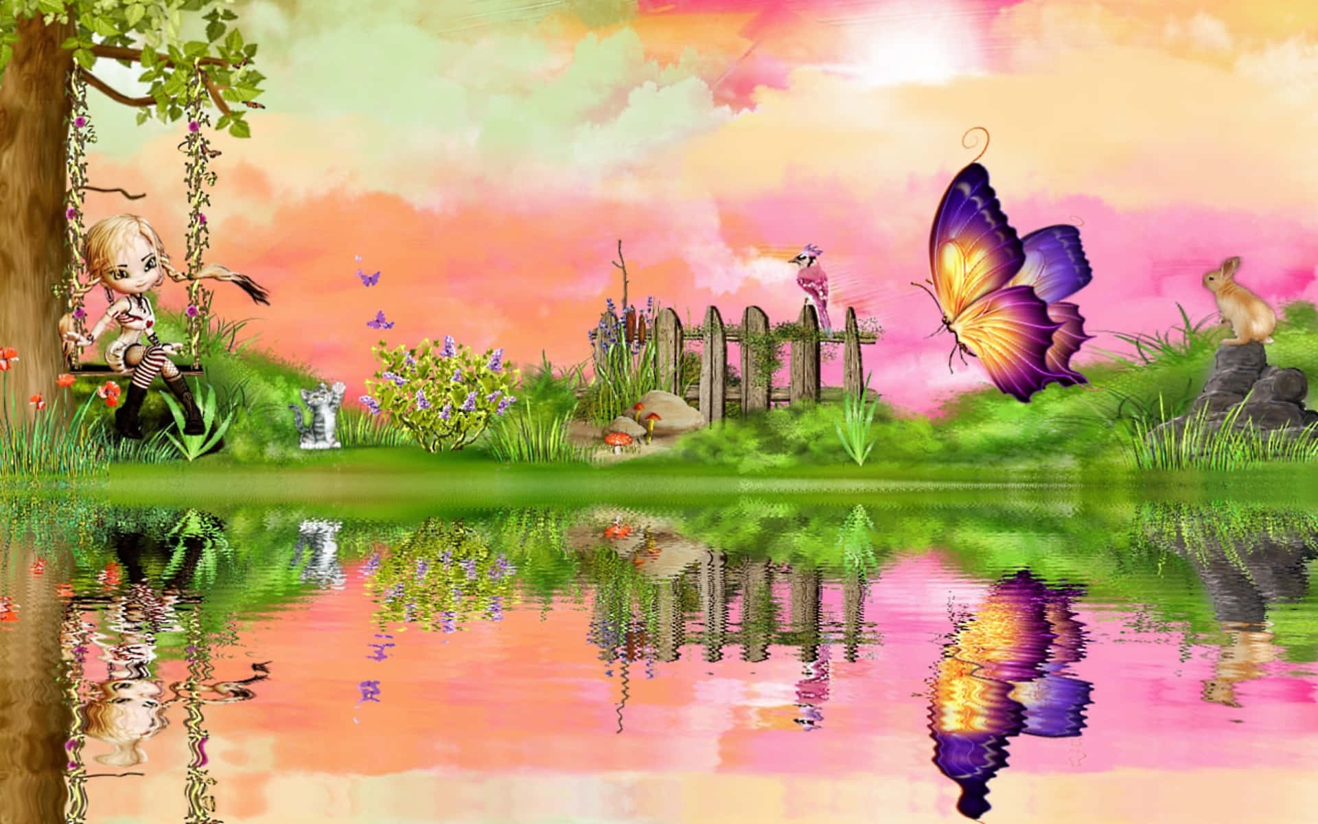 Cute Spring Desktop Fantasy Butterfly Wallpaper