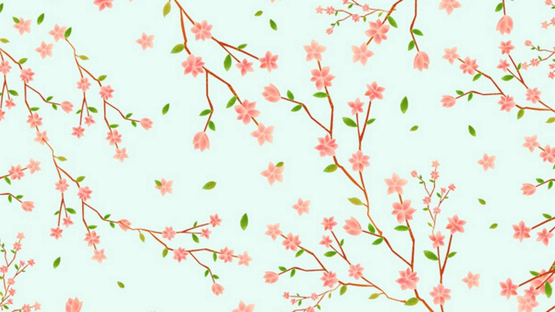 Cute Spring Digital Cherry Blossoms Wallpaper