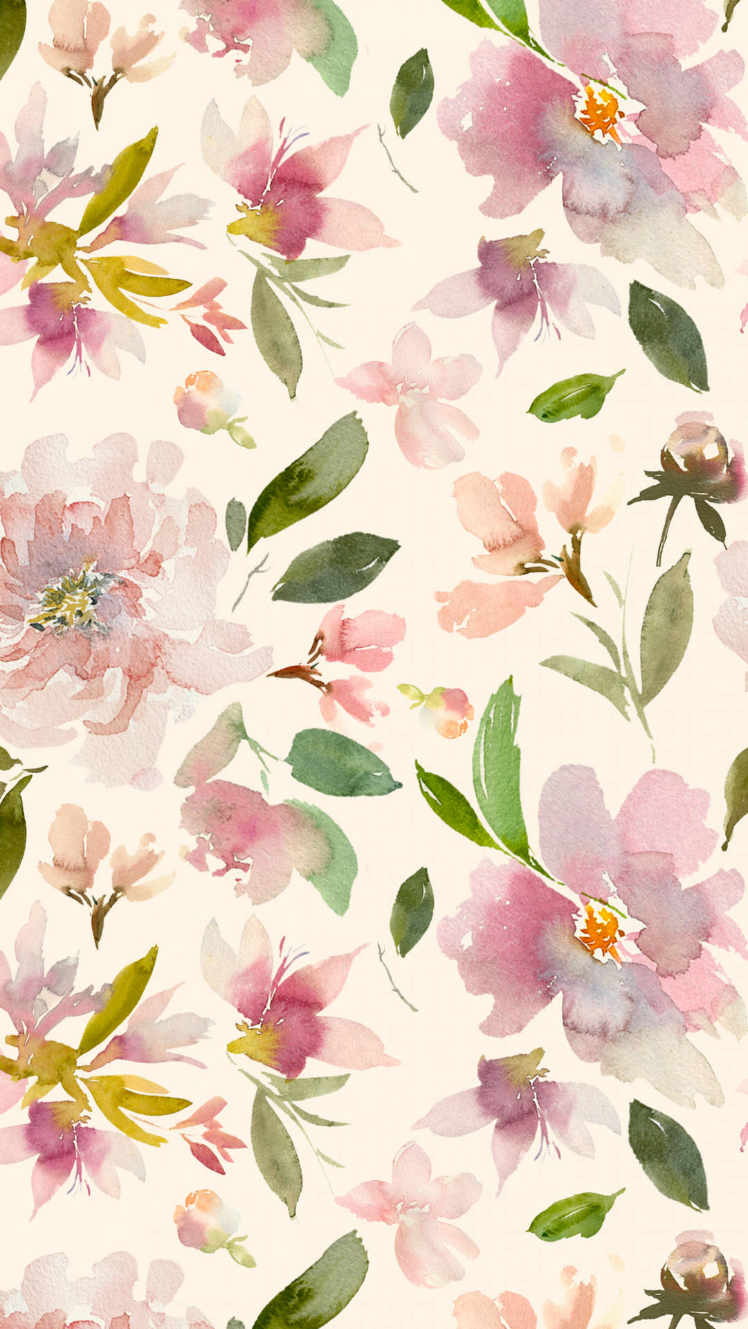 Sød forårs telefon vandfarve blomstertapet Wallpaper