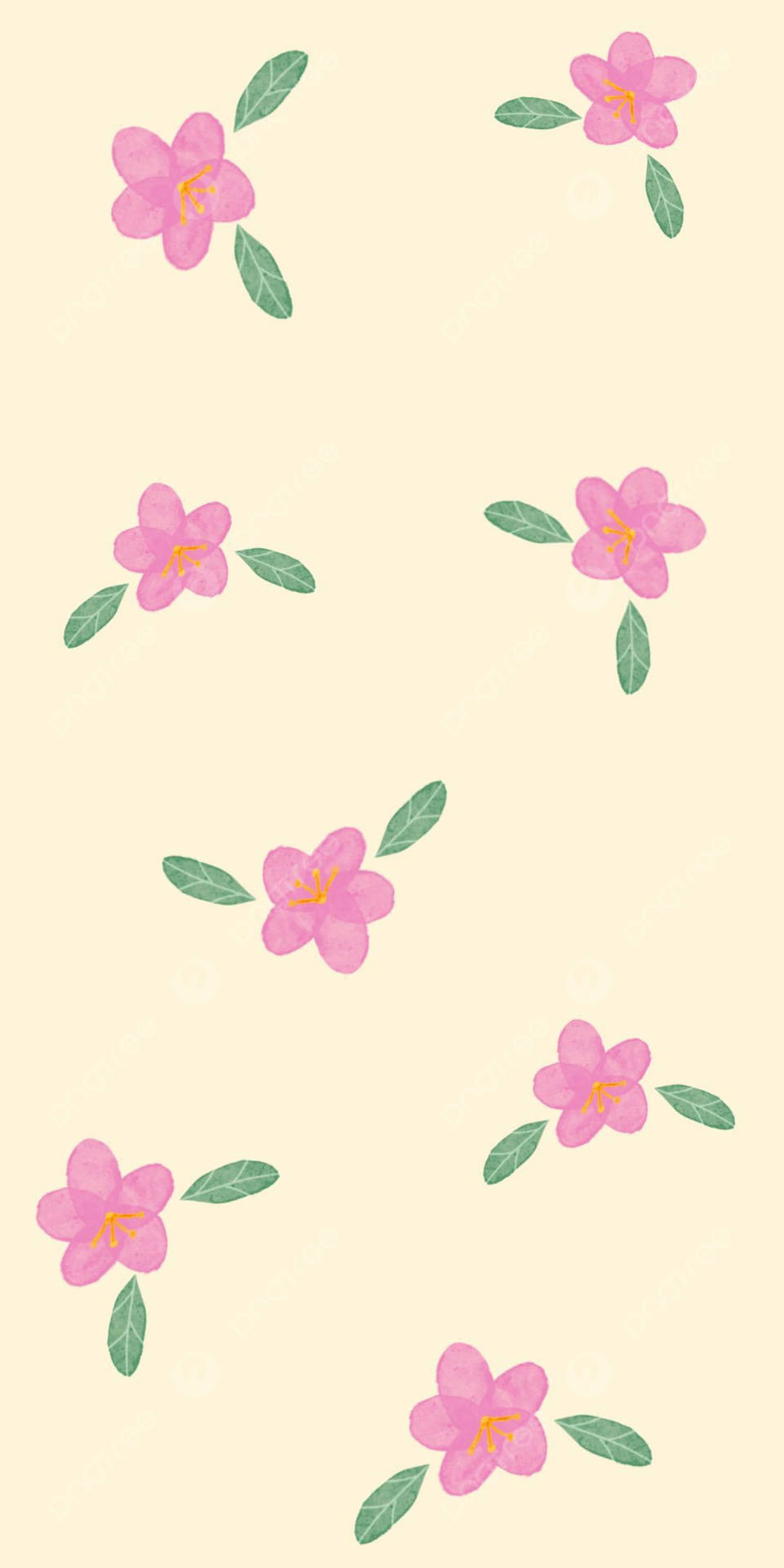 Pink Flowers On A Beige Background Wallpaper