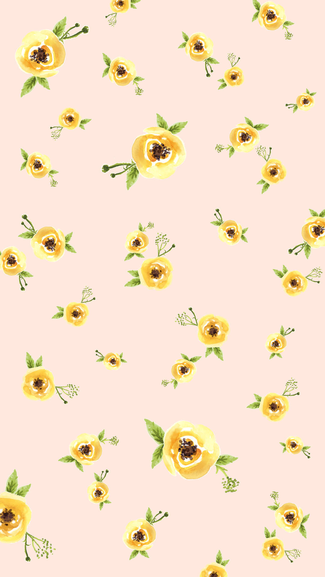 Cute Spring Yellow Flower Pattern Wallpaper