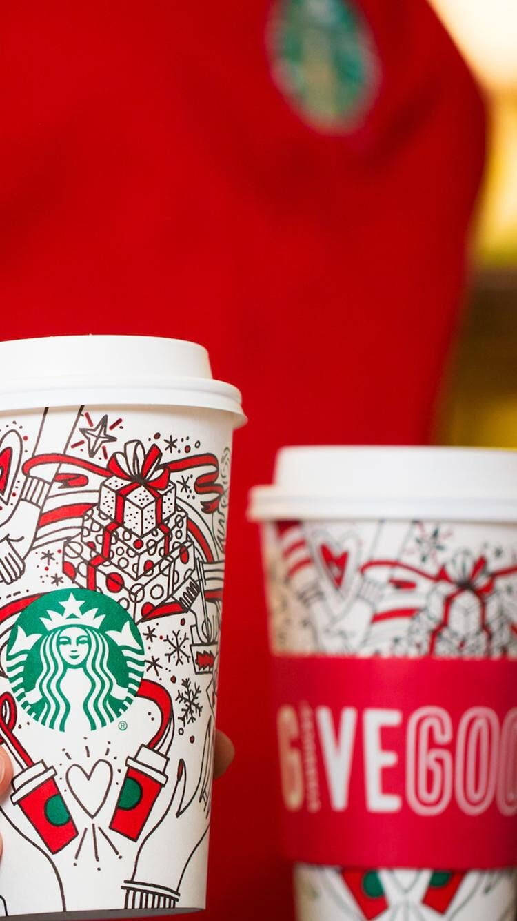 Cute Starbucks Cups Christmas Version Wallpaper