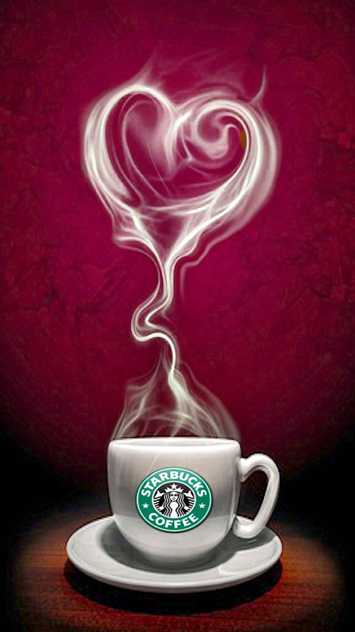 Cute Starbucks Heart Smoke Art Wallpaper