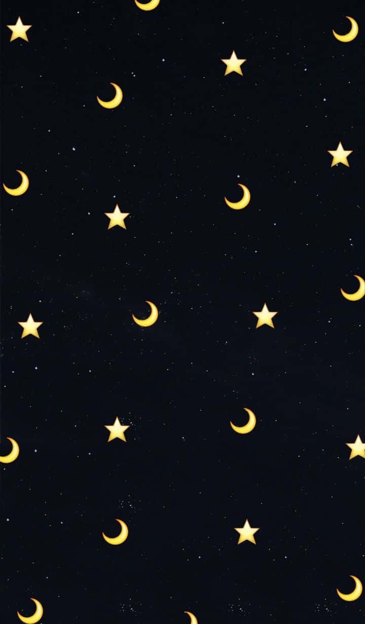 En sort baggrund med stjerner og måner Wallpaper