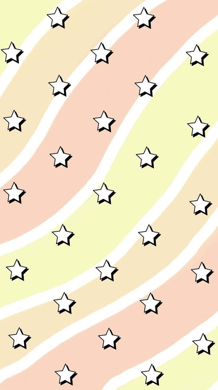 Cute Stars On Pastel Waves Wallpaper