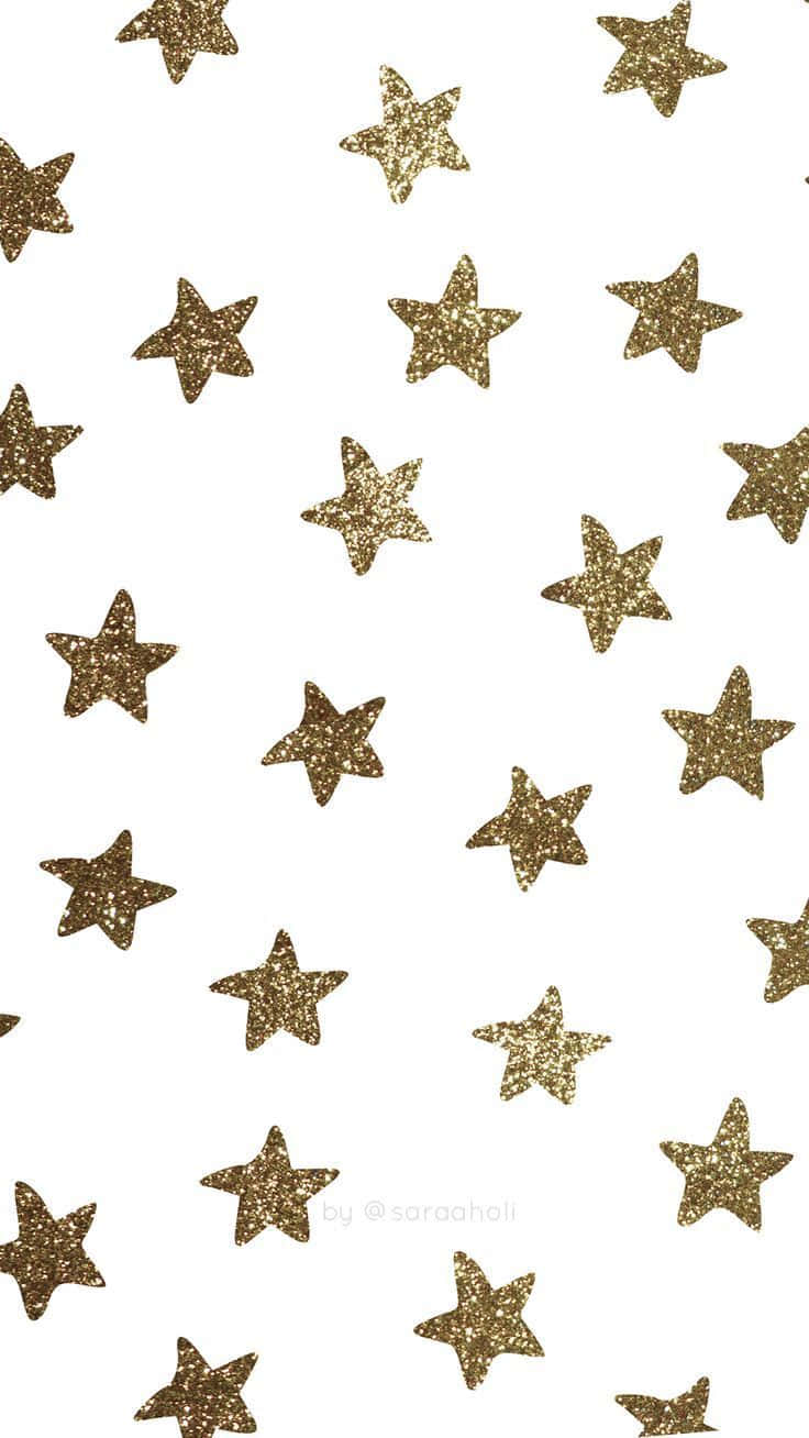 Cute Stars With Gold Glitters Wallpaper