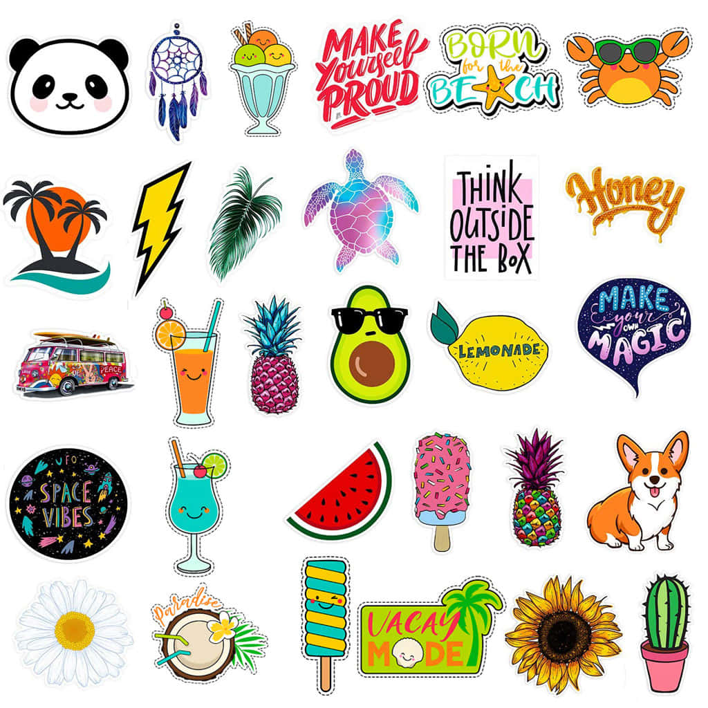 Cute Animal Stickers Collection Wallpaper