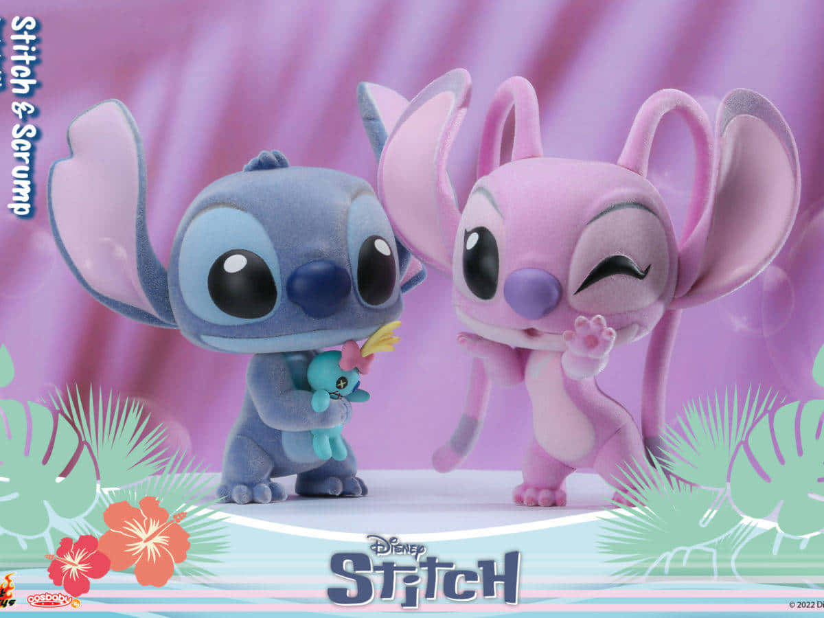 Cute Stitch And Angel Cosbaby Toy Figures Wallpaper