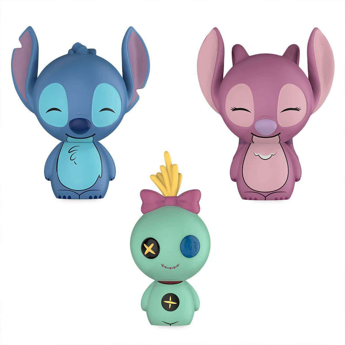 Cute Stitch And Angel Disney Action Figures Wallpaper