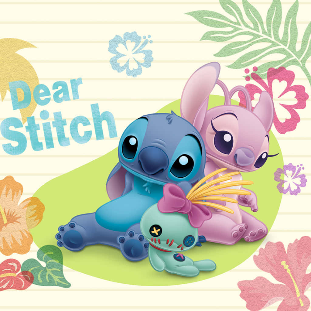 Cute Stitch And Angel Sit Together Wallpaper