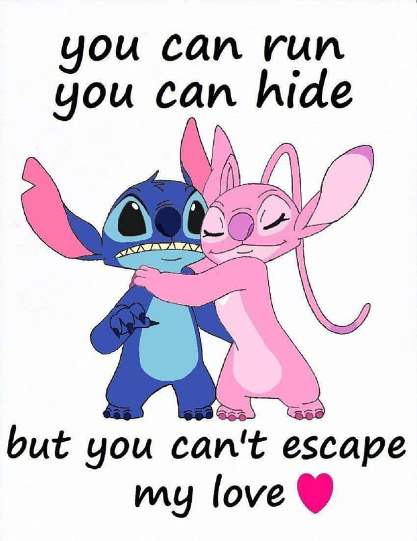Cute Stitch And Angel Unrequited Love Wallpaper