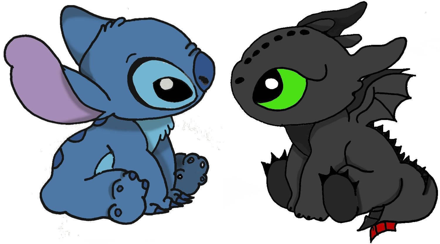 Cute Stitch And Toothless Wallpaper