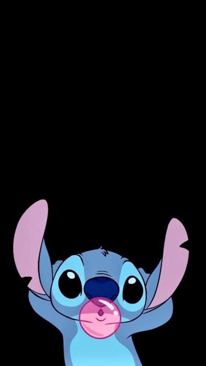 Cute Stitch Black Background Wallpaper