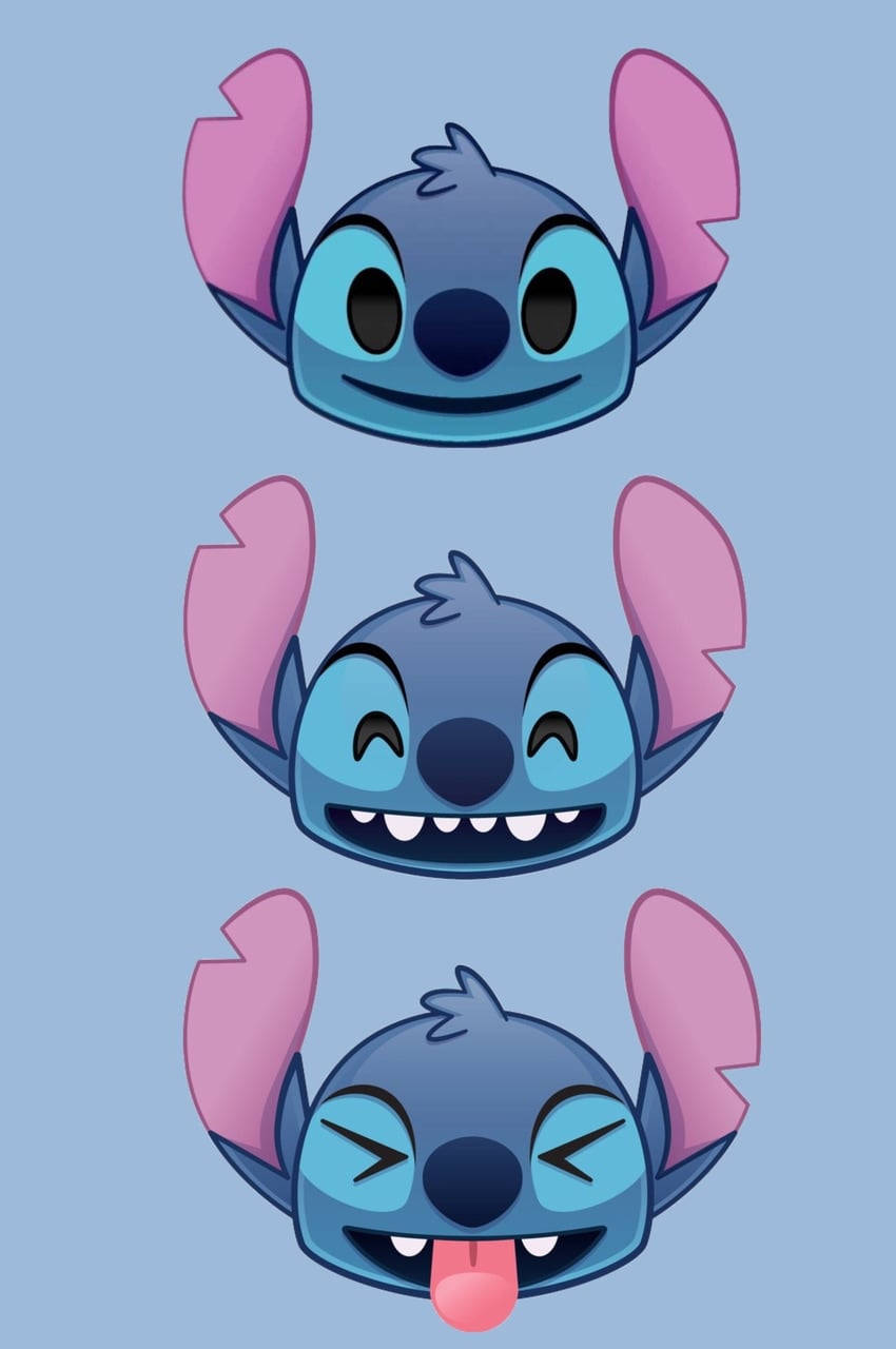 Søde Stitch-ansigter skaber en munter og engagerende baggrund. Wallpaper