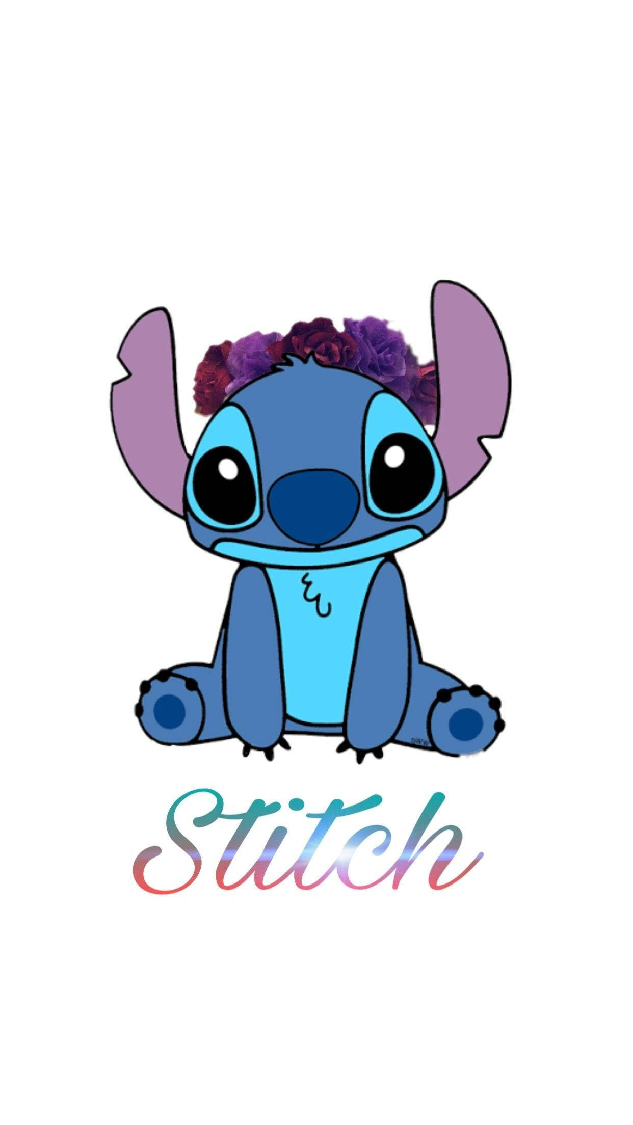 Cute Stitch Flower Crown IPhone Wallpaper