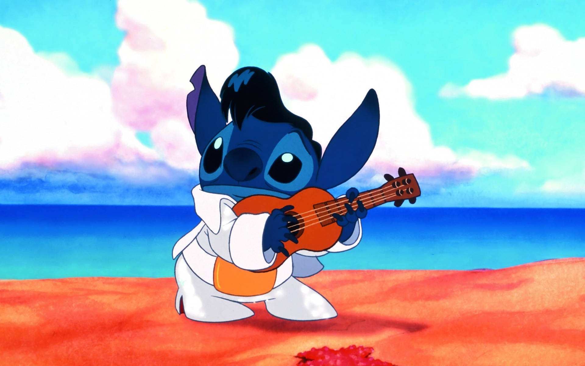 Download Cute Stitch Playing Guitar Wallpaper 