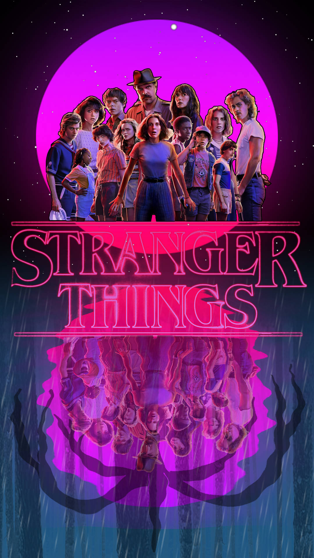 Sød Stranger Things Pink Moon Plakat Wallpaper