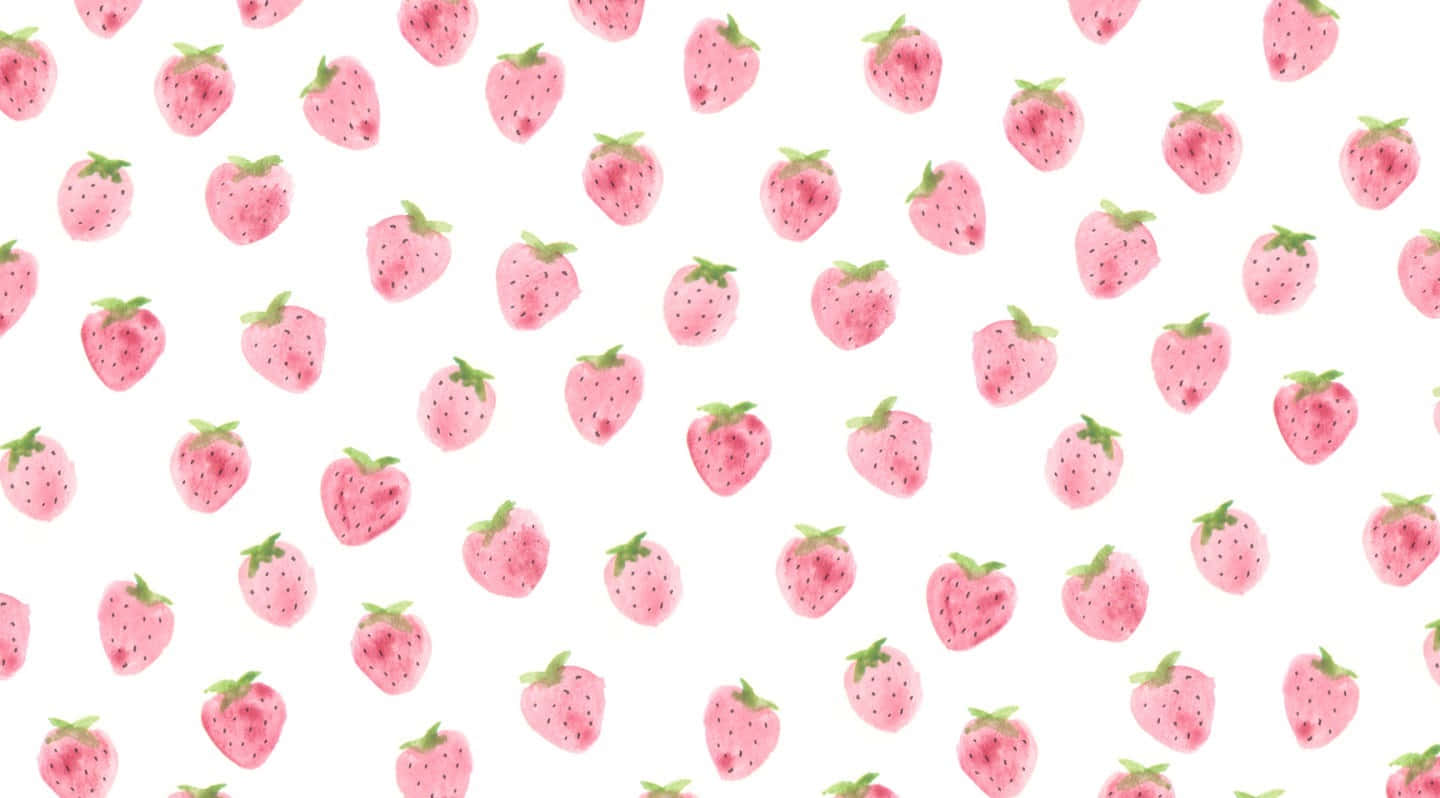 Adorable Fresh Strawberries Pattern on Pink Background