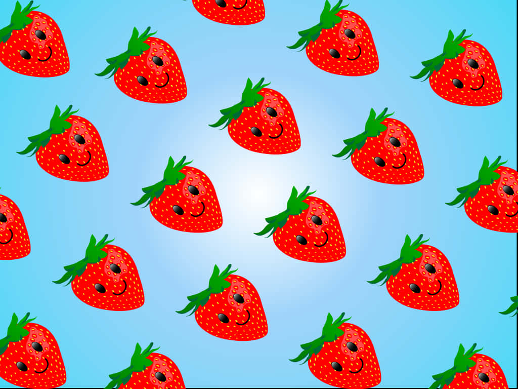 Cute Strawberry Fruit Smileys Wallpaper