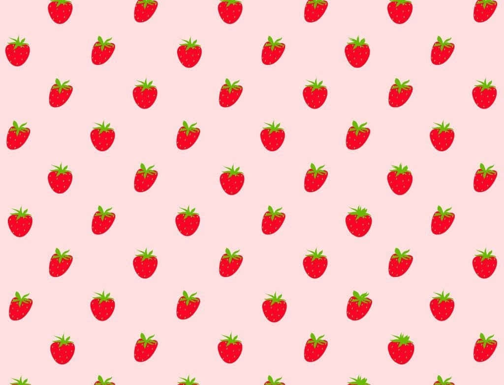 Cute Strawberry Fruits In Pattern Wallpaper