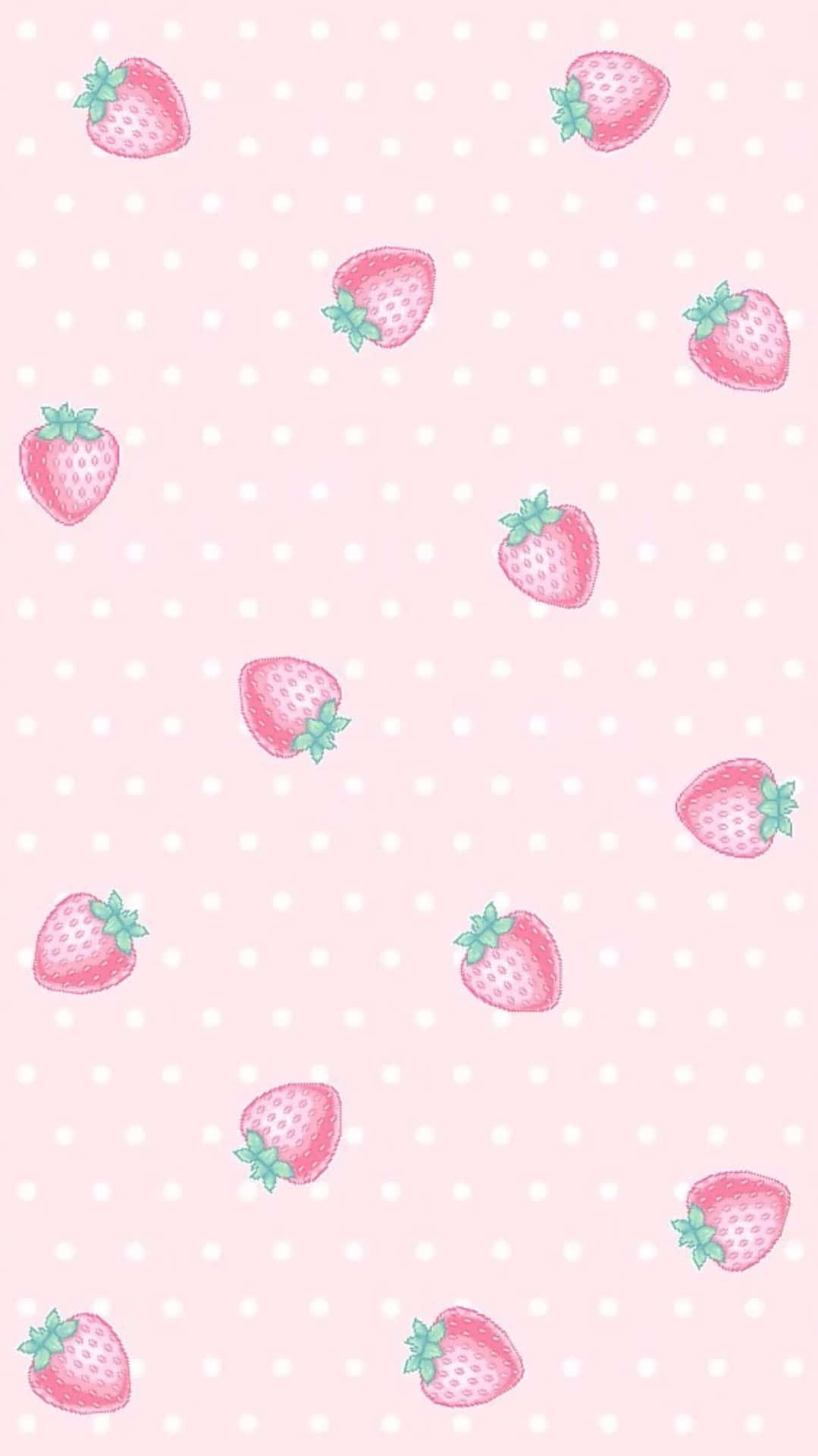 Lyspink æstetisk Sød Jordbær Mønster Wallpaper