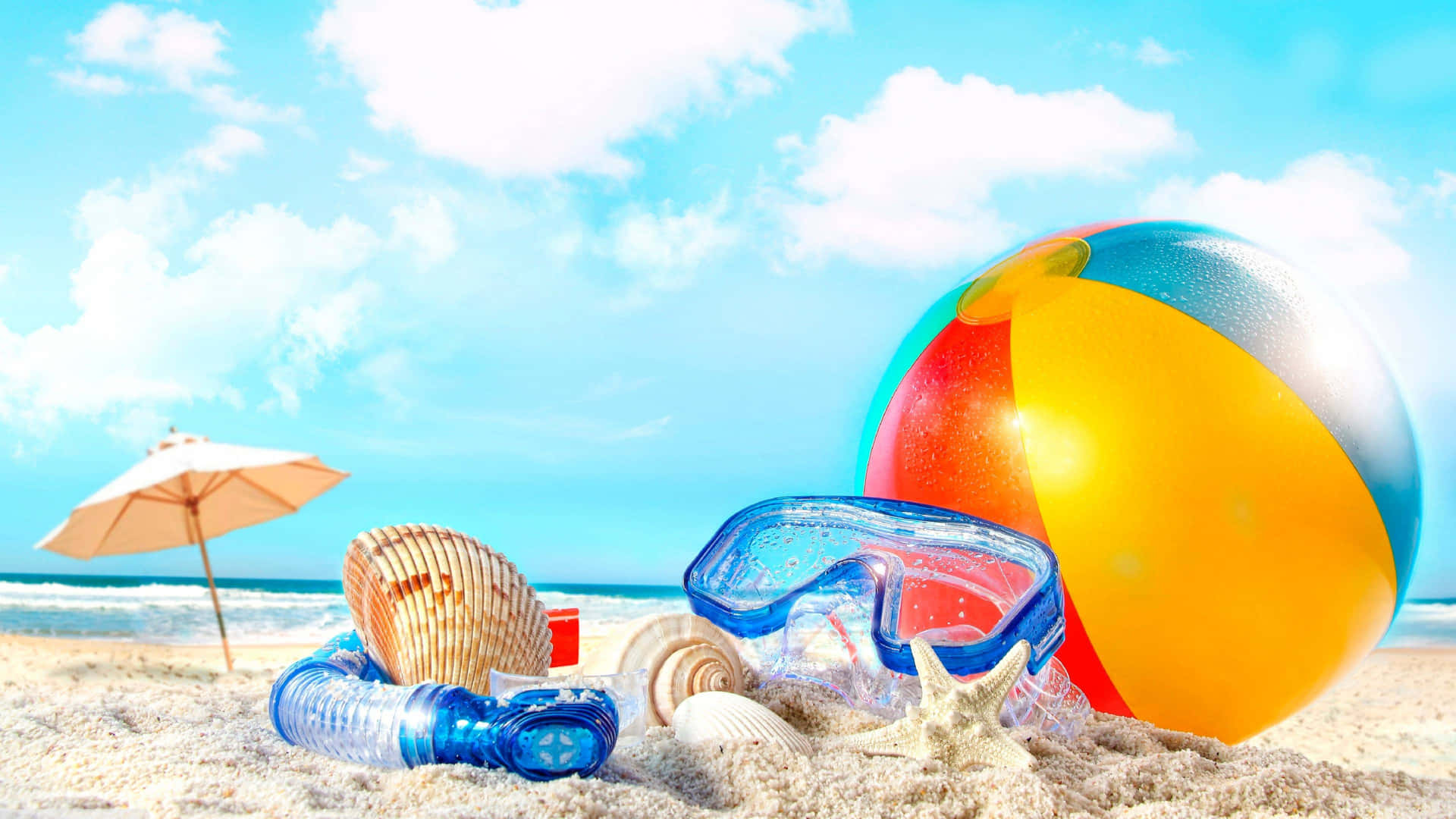 Tag tid til at slappe af og nyde udsigten til det smukke, solrige strand. Wallpaper