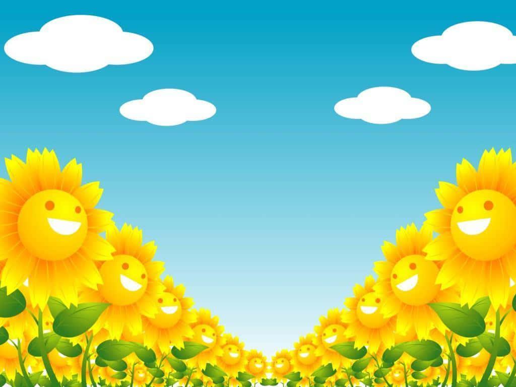 Niedlichersommer-desktop Mit Sonnenblumen Wallpaper