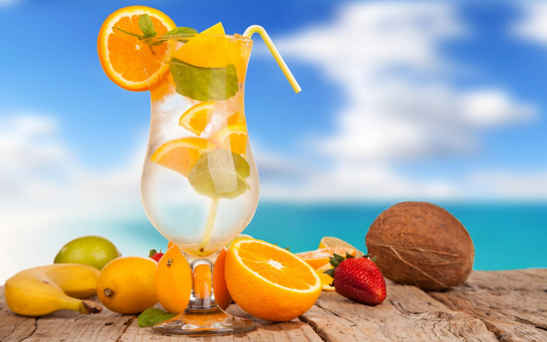 Cute Summer Drink Fruit Garnish Wallpaper