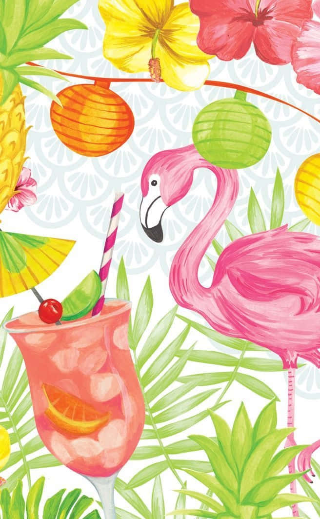 Cute Stork And Summer Drink Iphone Wallpaper