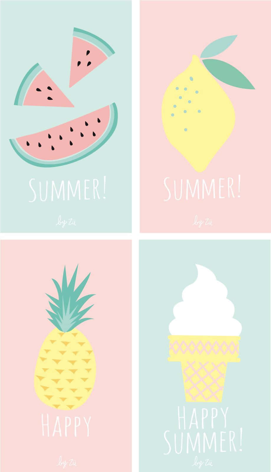 Cute Pastel Summer Collage Phone Wallpaper