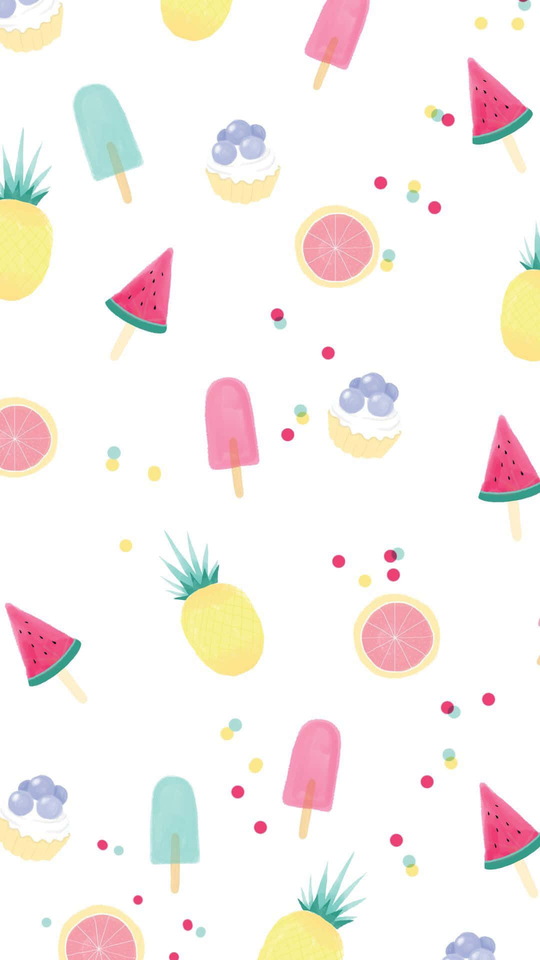 Cute Summer Kawaii Fruits Phone Wallpaper