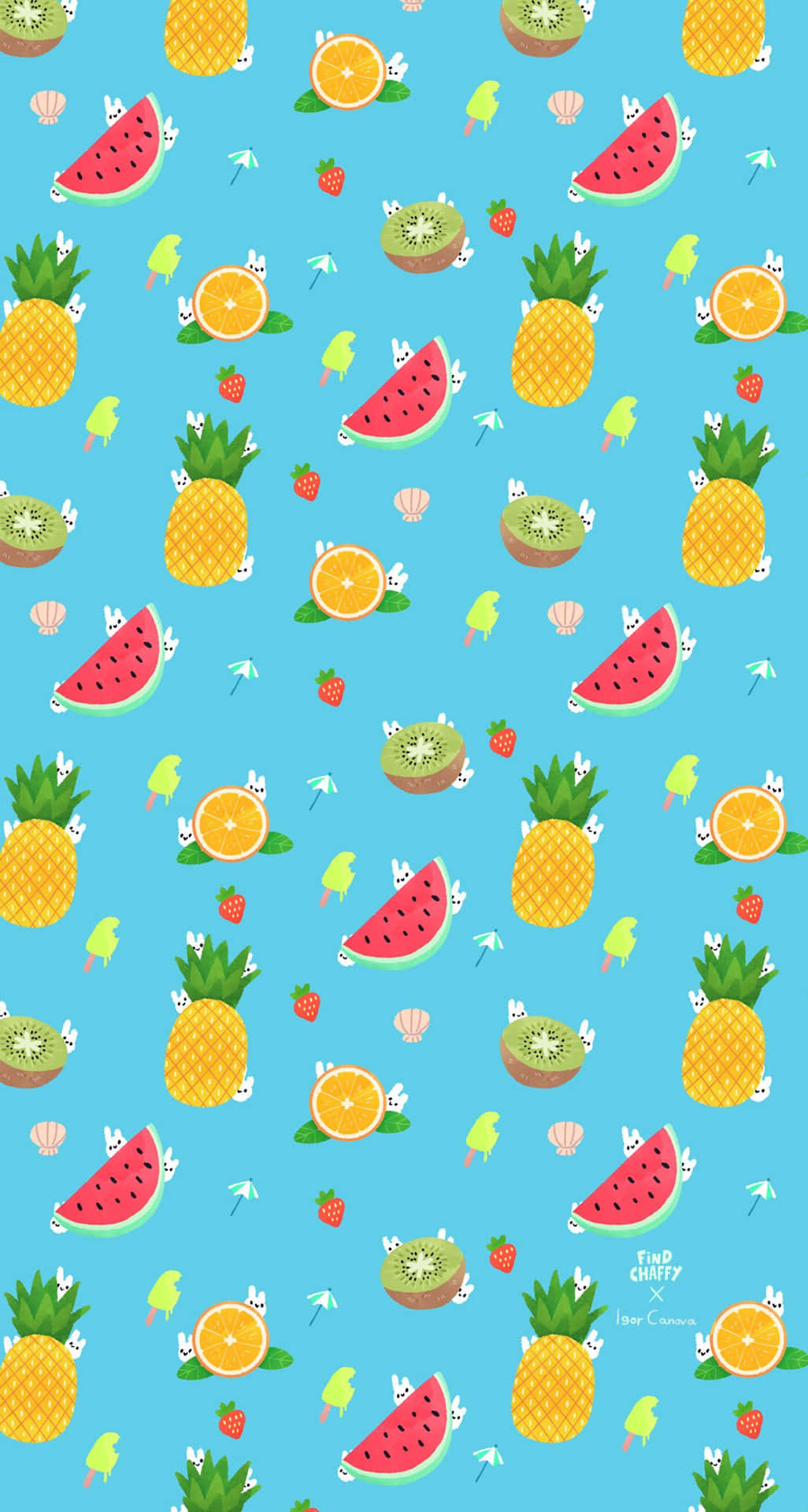 Cute Summer Fruits Pattern Phone Wallpaper
