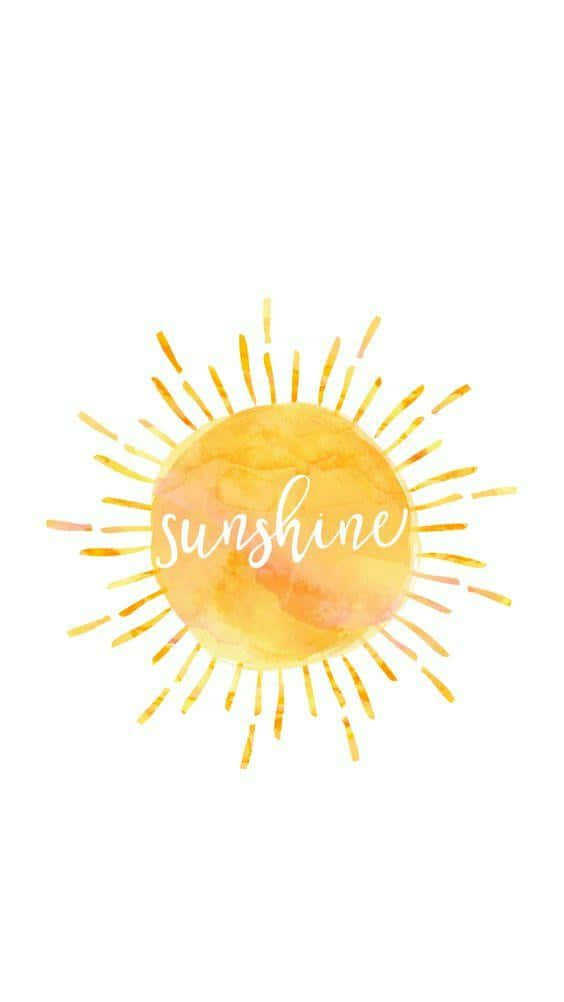 En vandfarvet sol med ordet solskin i midten Wallpaper
