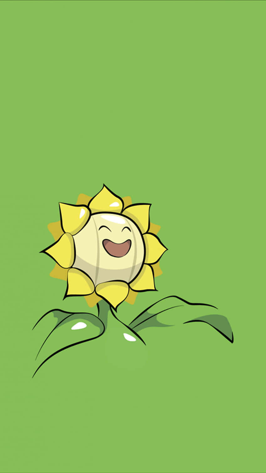 Cute Sunflora On Green Background Wallpaper