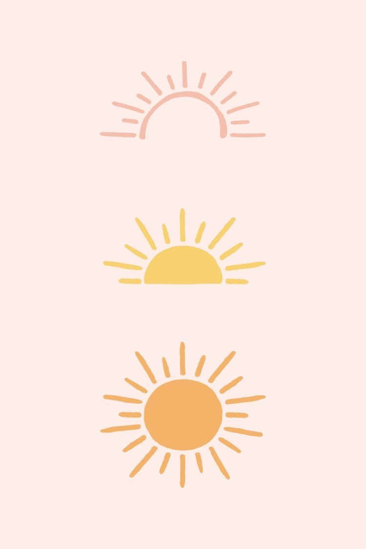 Three Suns On A Pink Background Wallpaper