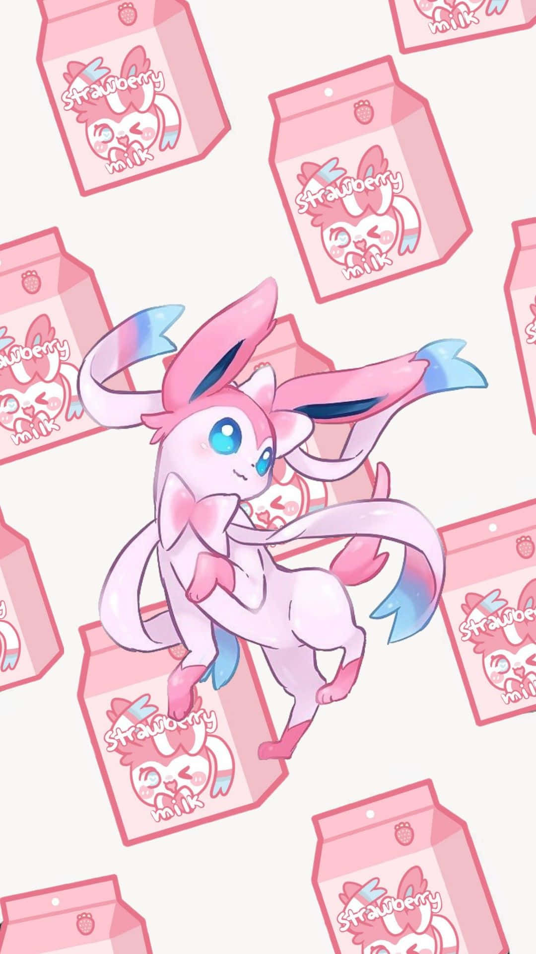 A cute and mischievous Sylveon looks on with a smile. Wallpaper