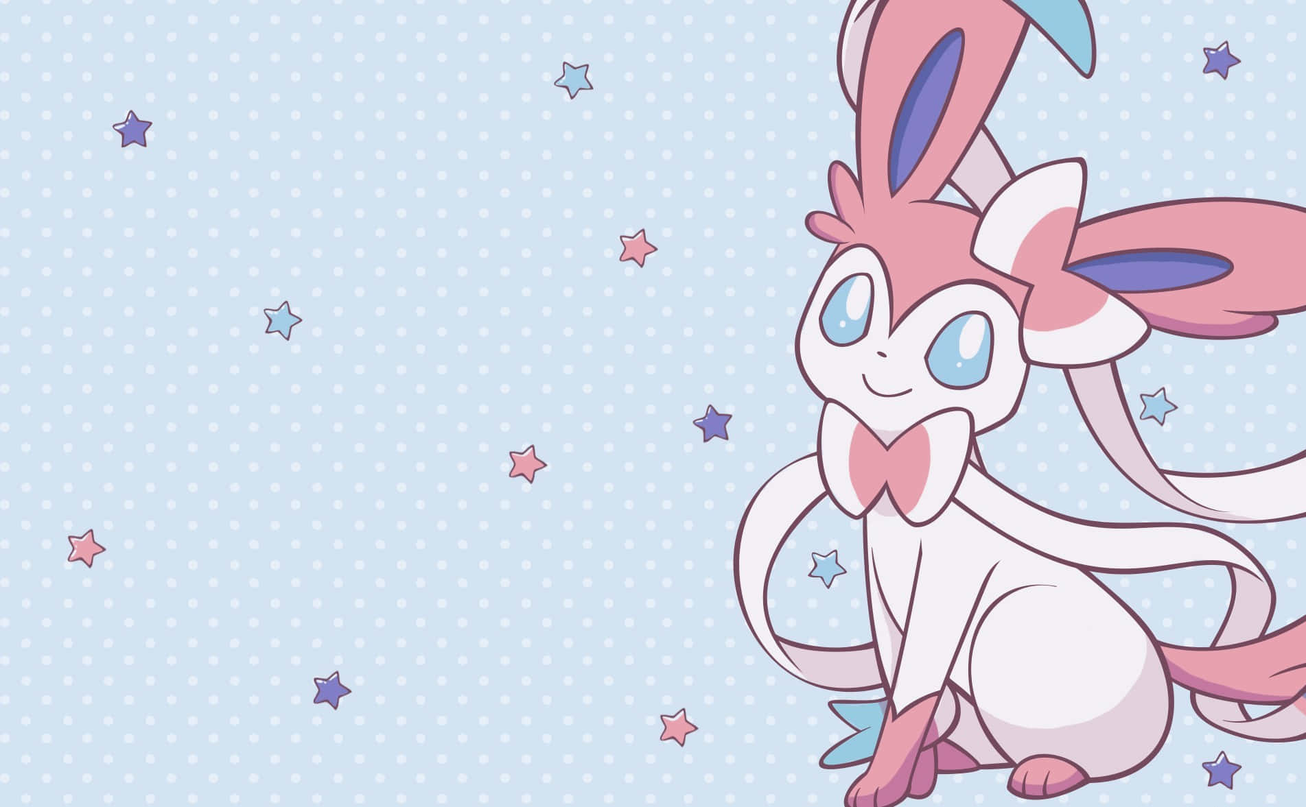 "A Lovely Sylveon Flying Amongst the Clouds" Wallpaper