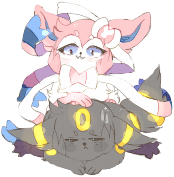 Cute Sylveon Umbreon Fanart PNG