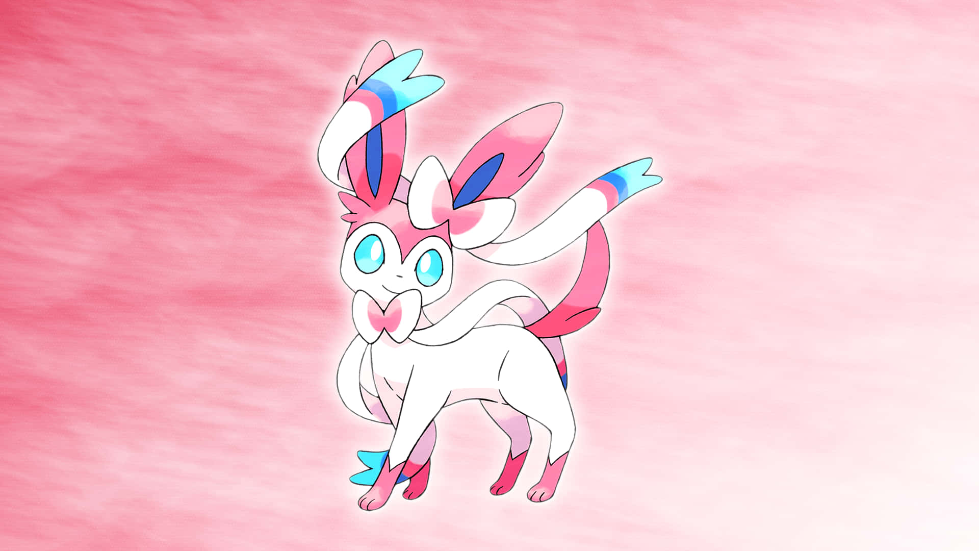 En pink og hvid Pokemon med blå øjne Wallpaper
