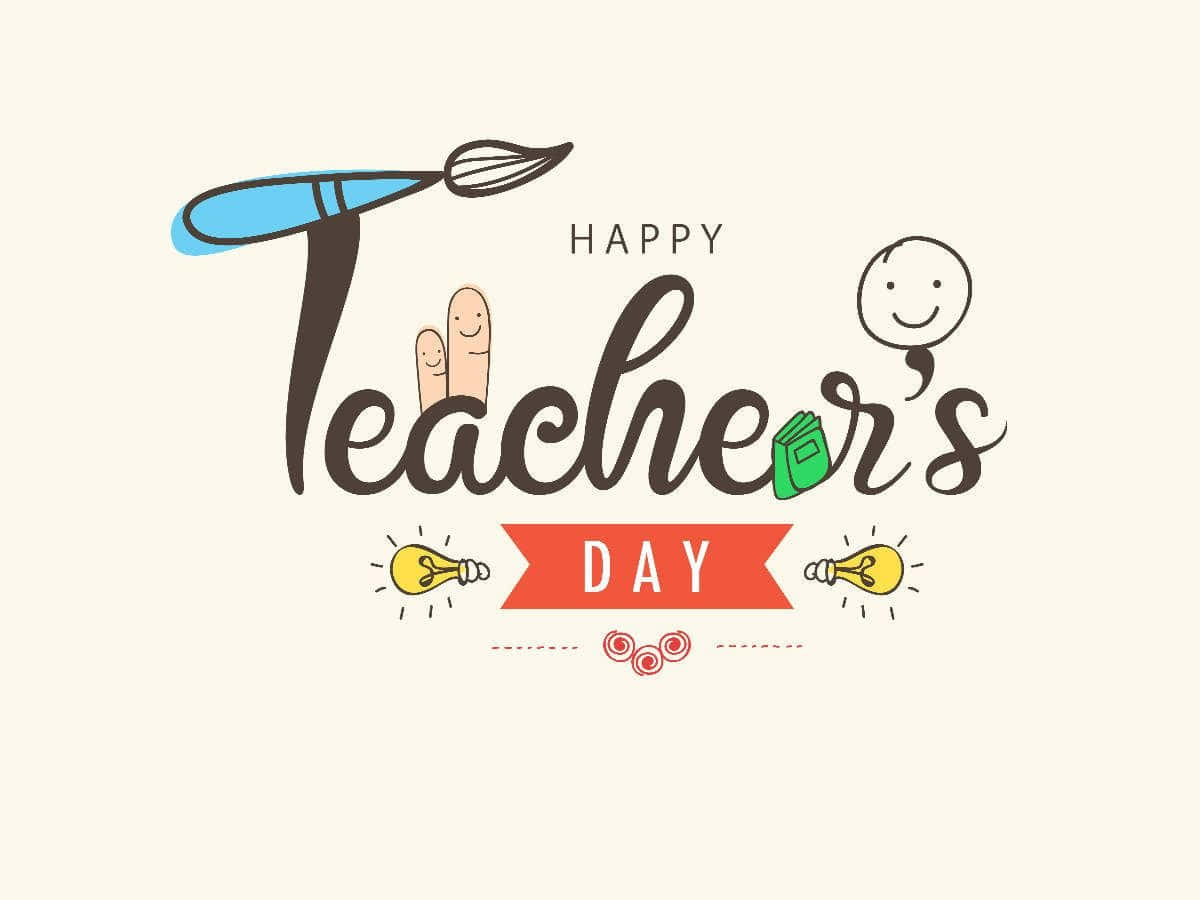 Glade læreres dag med en håndtegnet illustration Wallpaper